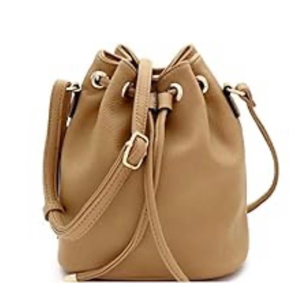 Nude small crossbody bucket bag